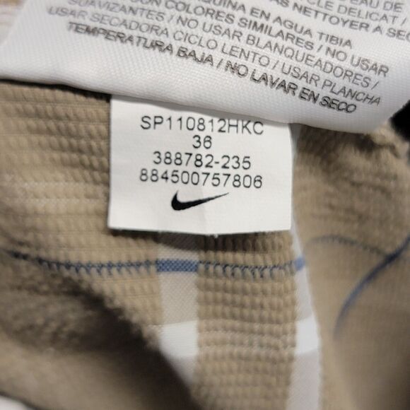 Nike Golf Shorts‎ Men's Size 36 Tan Beige Blue Plaid Dri-Fit Flat Front Pockets - Picture 4 of 9